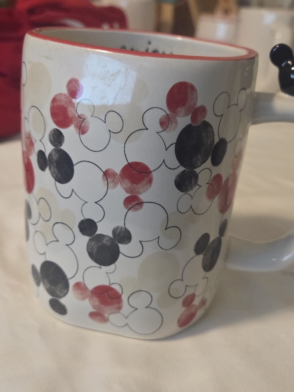 Disney- Mickey Mouse Inspired Red and Black Rae Dunn Coffee Cup Ceramic Mug